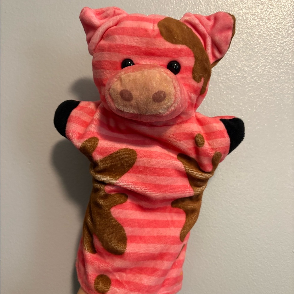 Pink and Brown Pig Hand Puppet